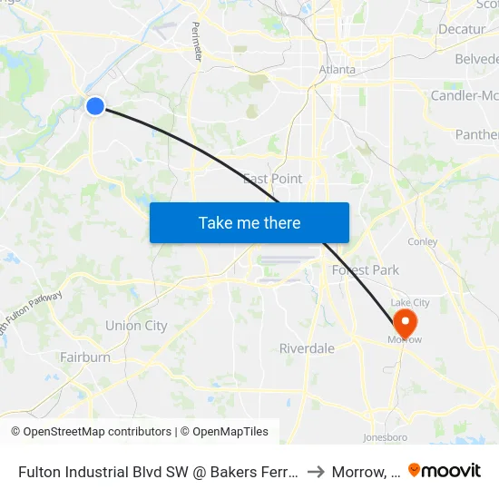 Fulton Industrial Blvd SW @ Bakers Ferry Rd (S) to Morrow, GA map