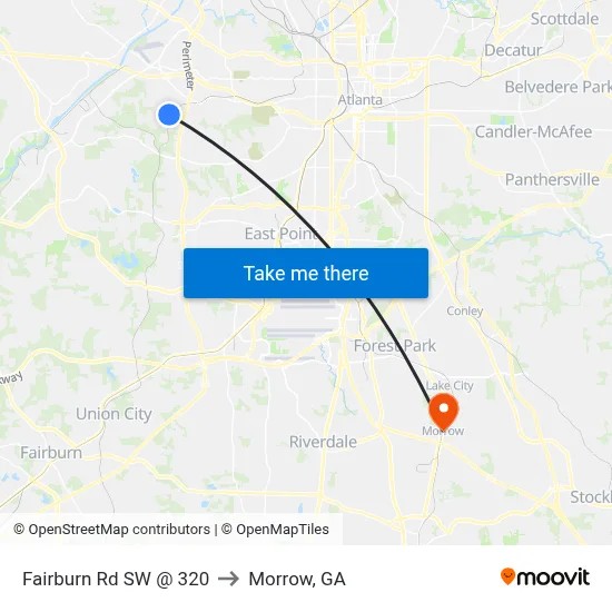 Fairburn Rd SW @ 320 to Morrow, GA map