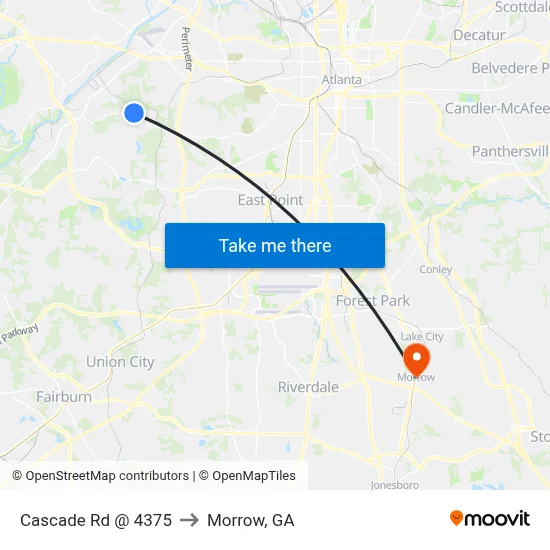 Cascade Rd @ 4375 to Morrow, GA map