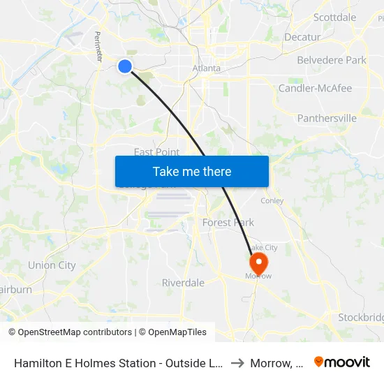 Hamilton E Holmes Station - Outside Loop to Morrow, GA map