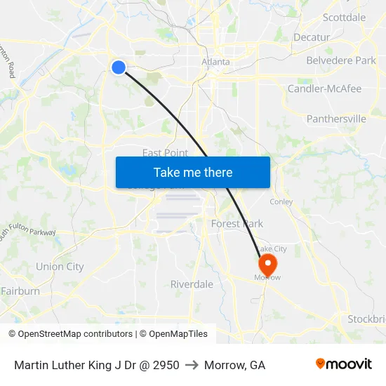 Martin Luther King J Dr @ 2950 to Morrow, GA map