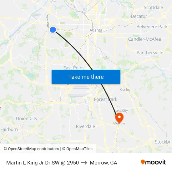 Martin L King Jr Dr SW @ 2950 to Morrow, GA map