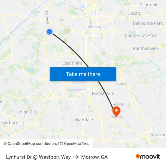 Lynhurst Dr @ Westport Way to Morrow, GA map