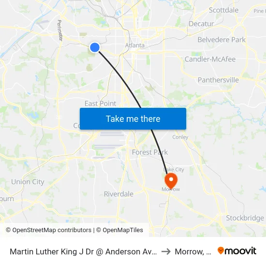 Martin Luther King J Dr @ Anderson Ave SW to Morrow, GA map