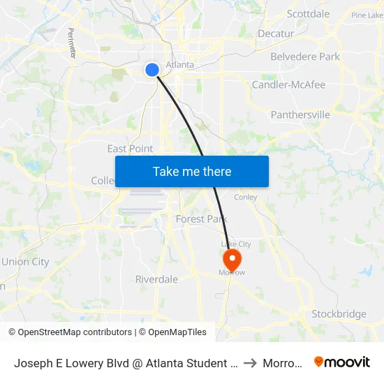 Joseph E Lowery Blvd @ Atlanta Student Movement Blvd to Morrow, GA map