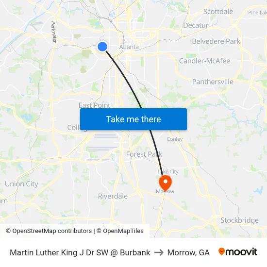 Martin Luther King J Dr SW @ Burbank to Morrow, GA map