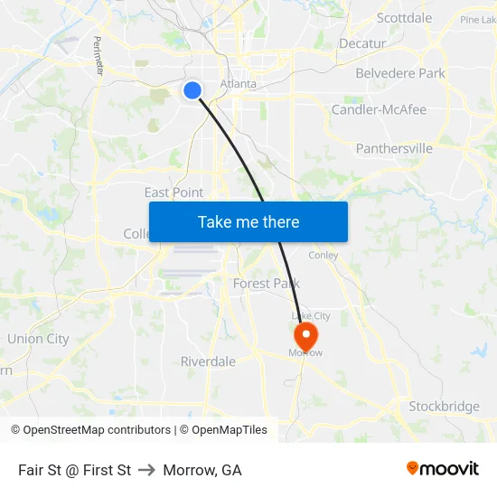 Fair St @ First St to Morrow, GA map