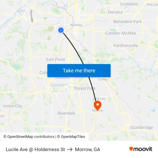 Lucile Ave @ Holderness St to Morrow, GA map