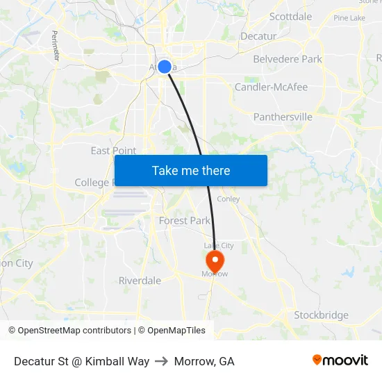 Decatur St @ Kimball Way to Morrow, GA map