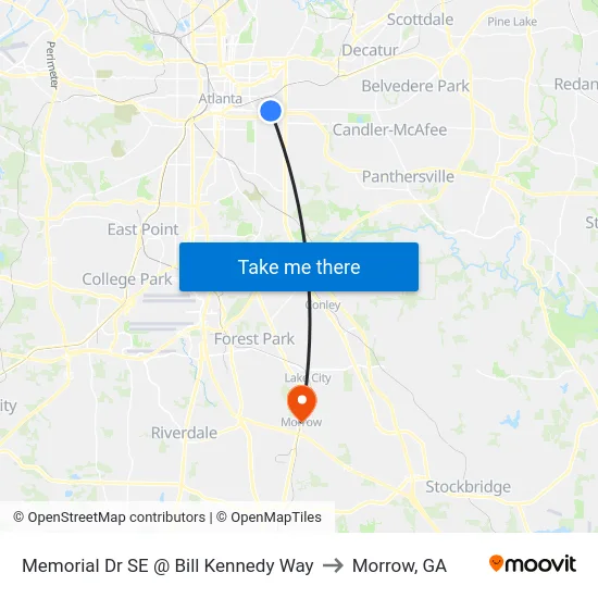 Memorial Dr SE @ Bill Kennedy Way to Morrow, GA map