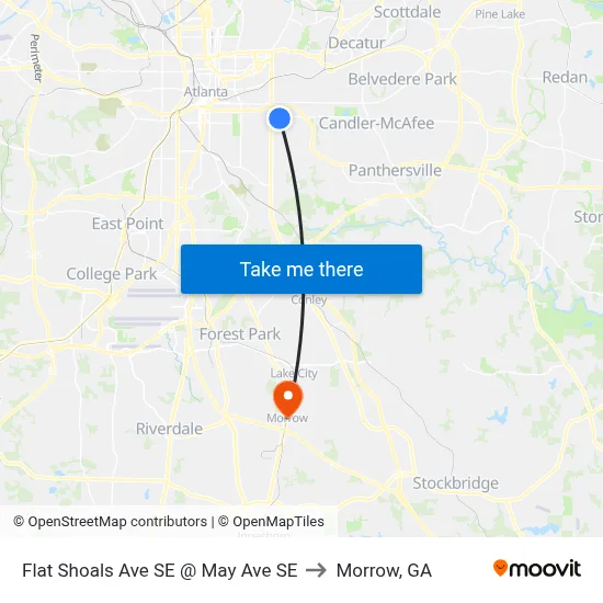 Flat Shoals Ave SE @ May Ave SE to Morrow, GA map
