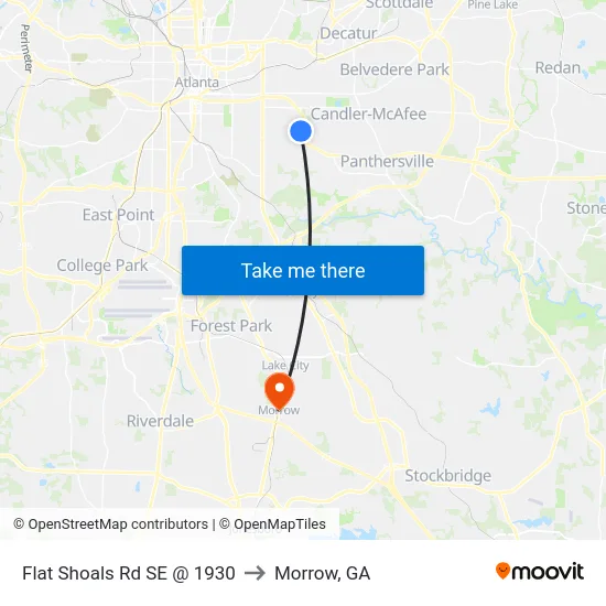 Flat Shoals Rd SE @ 1930 to Morrow, GA map