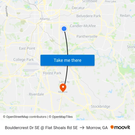 Bouldercrest Dr SE @ Flat Shoals Rd SE to Morrow, GA map
