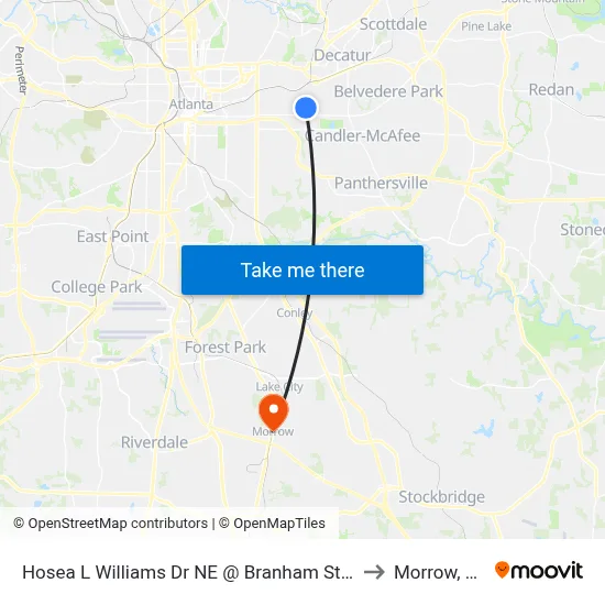 Hosea L Williams Dr NE @ Branham St NE to Morrow, GA map