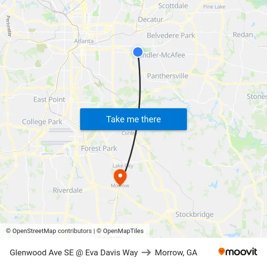 Glenwood Ave SE @ Eva Davis Way to Morrow, GA map