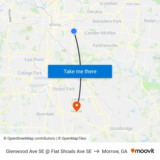 Glenwood Ave SE @ Flat Shoals Ave SE to Morrow, GA map