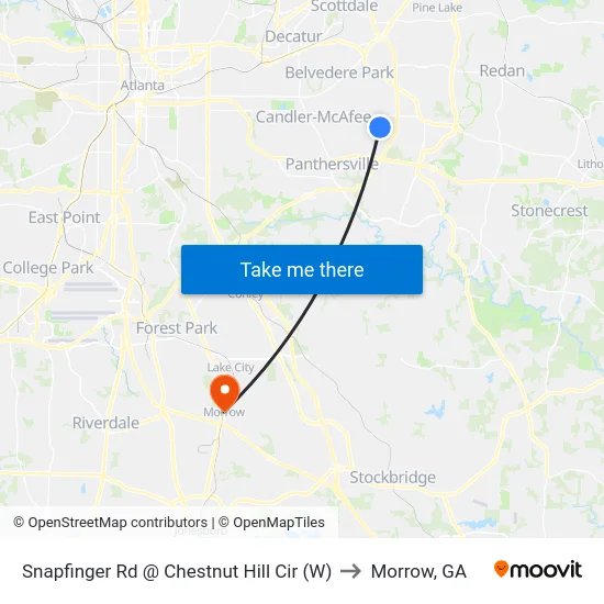 Snapfinger Rd @ Chestnut Hill Cir (W) to Morrow, GA map
