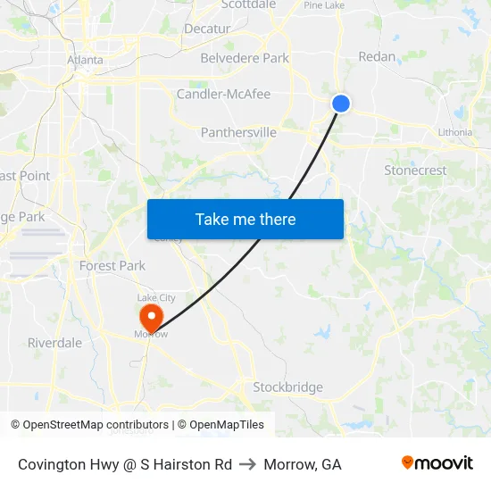 Covington Hwy @ S Hairston Rd to Morrow, GA map