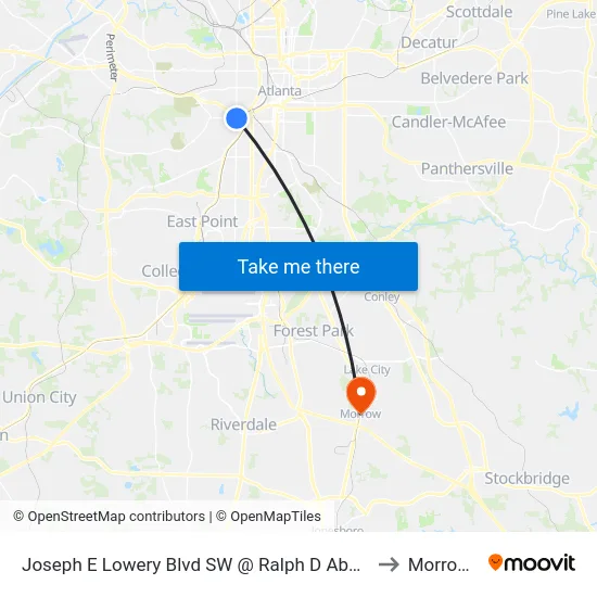 Joseph E Lowery Blvd SW @ Ralph D Abernathy Blvd SW to Morrow, GA map