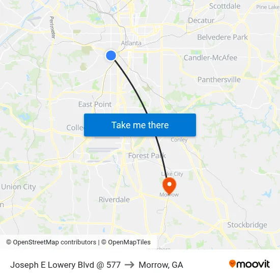 Joseph E Lowery Blvd @ 577 to Morrow, GA map