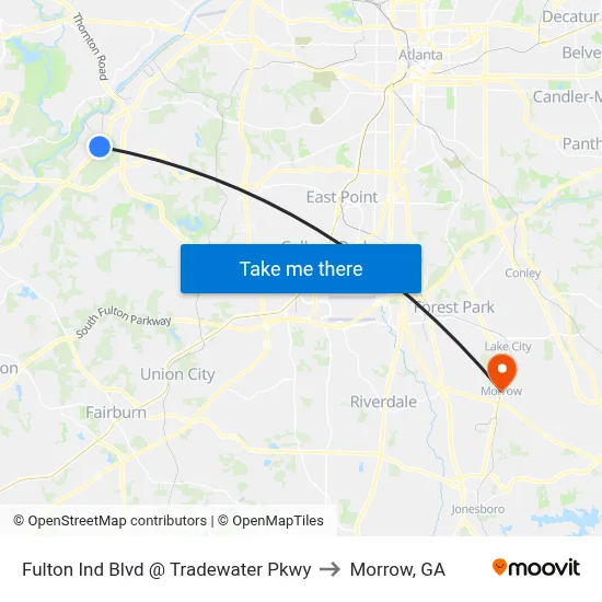 Fulton Ind Blvd @ Tradewater Pkwy to Morrow, GA map
