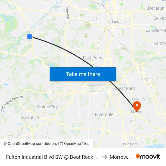 Fulton Industrial Blvd SW @ Boat Rock Rd SW to Morrow, GA map