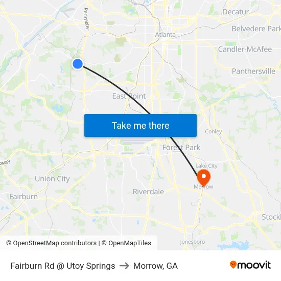 Fairburn Rd @ Utoy Springs to Morrow, GA map