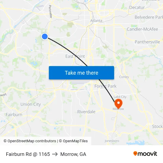 Fairburn Rd @ 1165 to Morrow, GA map