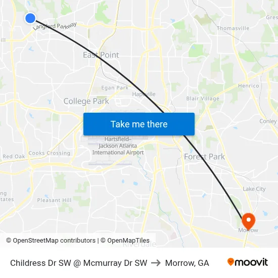 Childress Dr SW @ Mcmurray Dr SW to Morrow, GA map