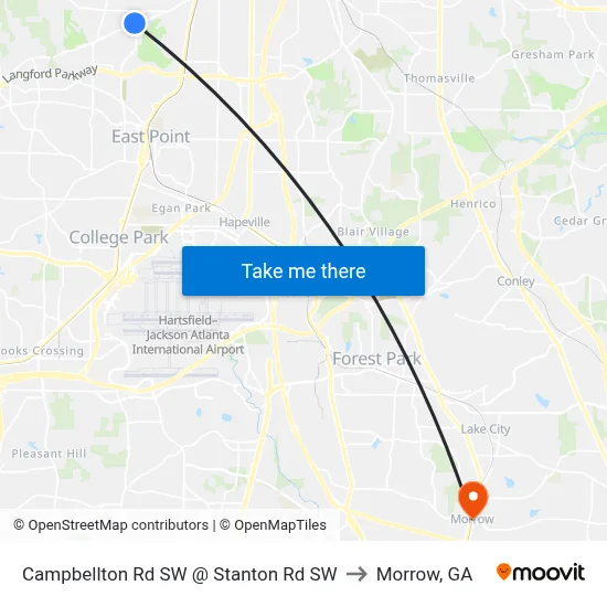 Campbellton Rd SW @ Stanton Rd SW to Morrow, GA map