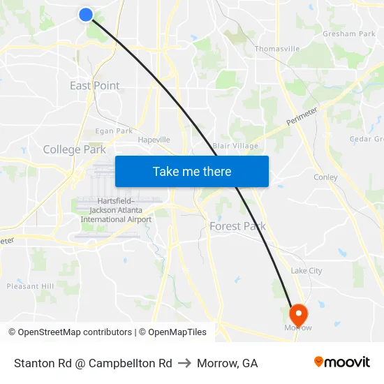 Stanton Rd @ Campbellton Rd to Morrow, GA map