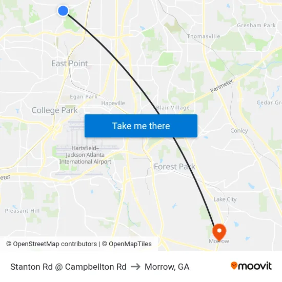 Stanton Rd @ Campbellton Rd to Morrow, GA map