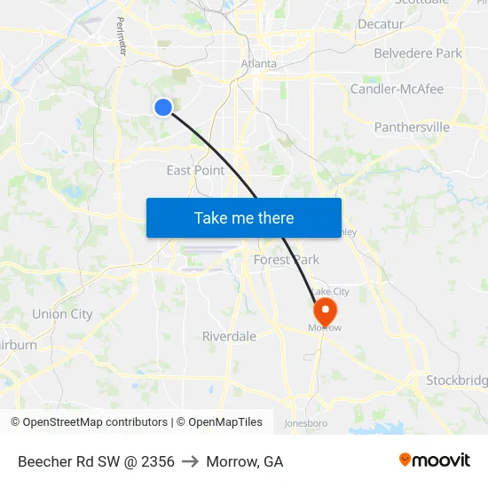 Beecher Rd SW @ 2356 to Morrow, GA map