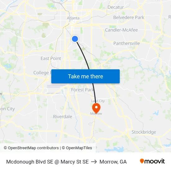 Mcdonough Blvd SE @ Marcy St SE to Morrow, GA map