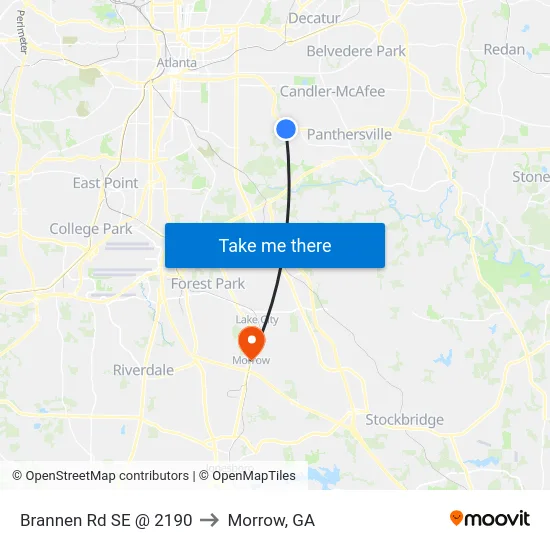 Brannen Rd SE @ 2190 to Morrow, GA map