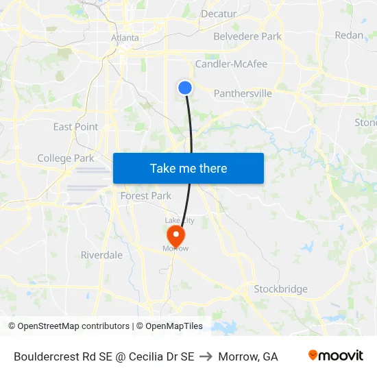 Bouldercrest Rd SE @ Cecilia Dr SE to Morrow, GA map