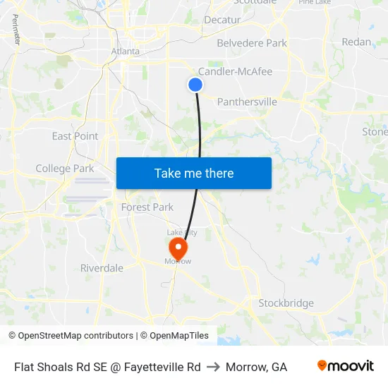 Flat Shoals Rd SE @ Fayetteville Rd to Morrow, GA map