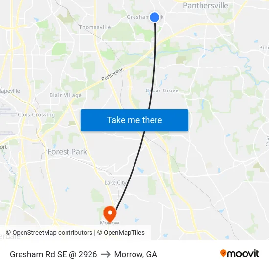 Gresham Rd SE @ 2926 to Morrow, GA map