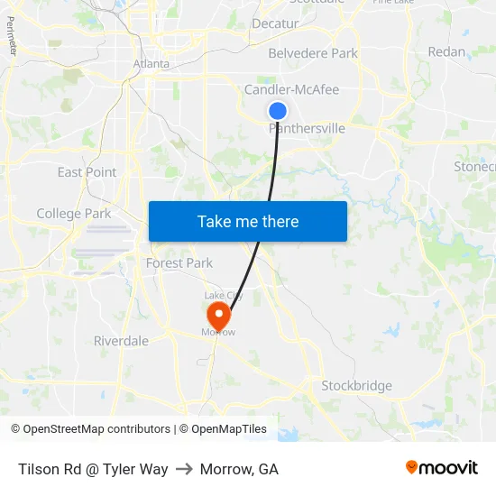 Tilson Rd @ Tyler Way to Morrow, GA map
