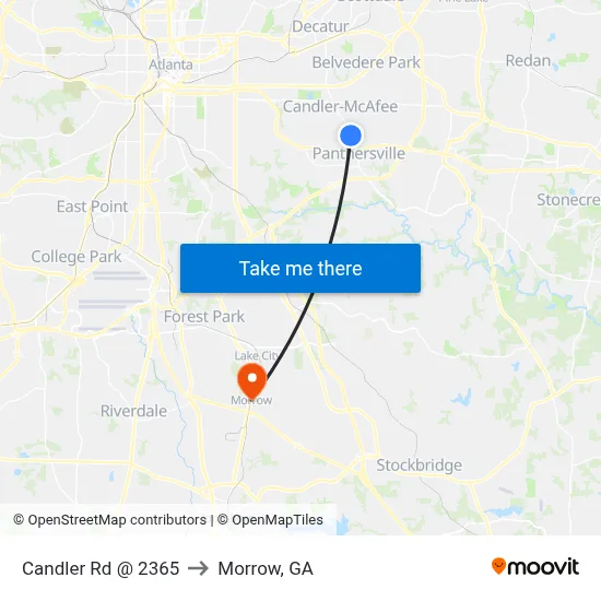 Candler Rd @ 2365 to Morrow, GA map