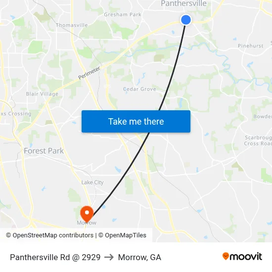 Panthersville Rd @ 2929 to Morrow, GA map