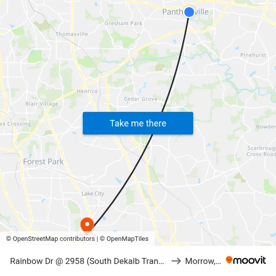 Rainbow Dr @ 2958 (South Dekalb Transfer Point) to Morrow, GA map