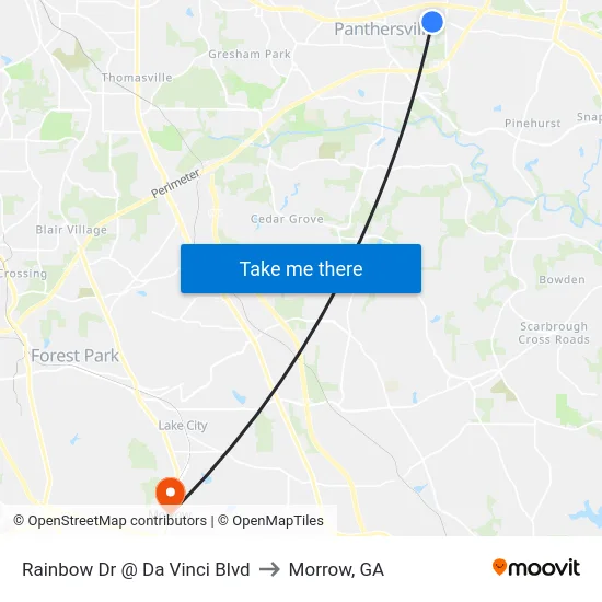 Rainbow Dr @ Da Vinci Blvd to Morrow, GA map