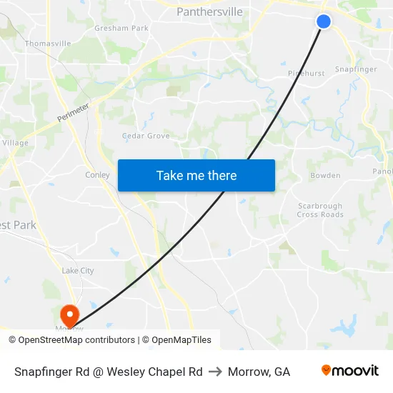 Snapfinger Rd @ Wesley Chapel Rd to Morrow, GA map