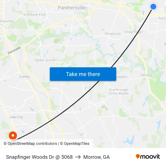 Snapfinger Woods Dr @ 5068 to Morrow, GA map