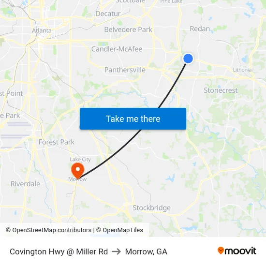 Covington Hwy @ Miller Rd to Morrow, GA map