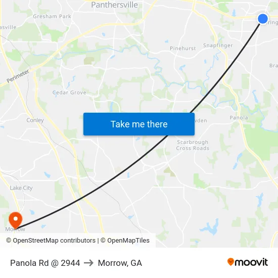 Panola Rd @ 2944 to Morrow, GA map
