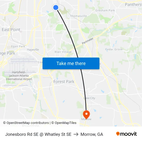 Jonesboro Rd SE @ Whatley St SE to Morrow, GA map