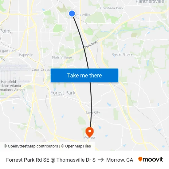 Forrest Park Rd SE @ Thomasville Dr S to Morrow, GA map