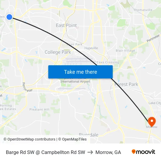 Barge Rd SW @ Campbellton Rd SW to Morrow, GA map